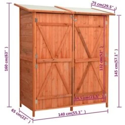 Abri à Outils De Jardin 135,5x75x160 Cm Bois De Sapin Massif -Mobilier De Jardin abri a outils de jardin 135 5x75x160 cm bois de sapin massif 3666722152808 1255708