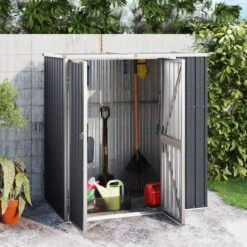 Abri à Outils De Jardin Anthracite 161x89x161cm Acier Galvanisé