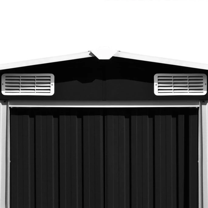 Abri De Jardin 257x489x181 Cm Métal Anthracite 5 Abri De Jardin 257x489x181 Cm Métal Anthracite – Image 3