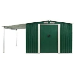 Abri De Jardin à Portes Coulissantes Vert 386x312x178 Cm Acier -Mobilier De Jardin abri de jardin a portes coulissantes vert 386x312x178 cm acier 8718475724667 1264488