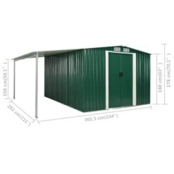 Abri De Jardin à Portes Coulissantes Vert 386x312x178 Cm Acier -Mobilier De Jardin abri de jardin a portes coulissantes vert 386x312x178 cm acier 8718475724667 1264492