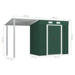 Abri De Jardin Avec Toit étendu Vert 346x121x181 Cm Acier -Mobilier De Jardin abri de jardin avec toit etendu vert 346x121x181 cm acier 8718475724681 1264508