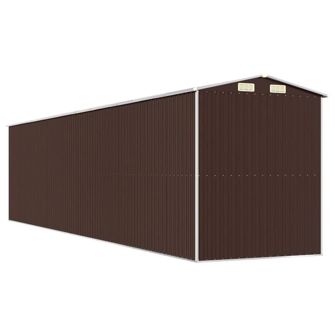 Abri De Jardin Marron Foncé 192x855x223 Cm Acier Galvanisé 8 Abri De Jardin Marron Foncé 192x855x223 Cm Acier Galvanisé – Image 6