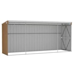 Abri De Jardin Mural Marron 118x382x178 Cm Acier Galvanisé -Mobilier De Jardin abri de jardin mural marron 118x382x178 cm acier galvanise 3666722921640 1344970
