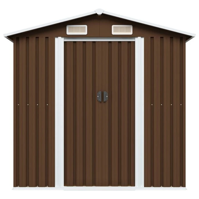 Abri De Stockage Pour Jardin Marron 204x132x186 Cm Acier 4 Abri De Stockage Pour Jardin Marron 204x132x186 Cm Acier – Image 2