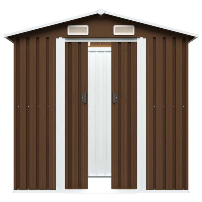 Abri De Stockage Pour Jardin Marron 204x132x186 Cm Acier 5 Abri De Stockage Pour Jardin Marron 204x132x186 Cm Acier – Image 3