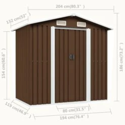 Abri De Stockage Pour Jardin Marron 204x132x186 Cm Acier 17 Abri De Stockage Pour Jardin Marron 204x132x186 Cm Acier -Mobilier De Jardin abri de stockage pour jardin marron 204x132x186 cm acier 3666722764148 1370116