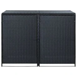 Abris Pour Poubelle Double Résine Tressée Noir 148x80x111 Cm -Mobilier De Jardin abris pour poubelle double resine tressee noir 148x80x111 cm 3666722132626 1329286
