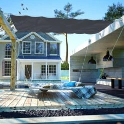 Auvent De Patio Tissu Oxford 140 X 420 Cm Gris