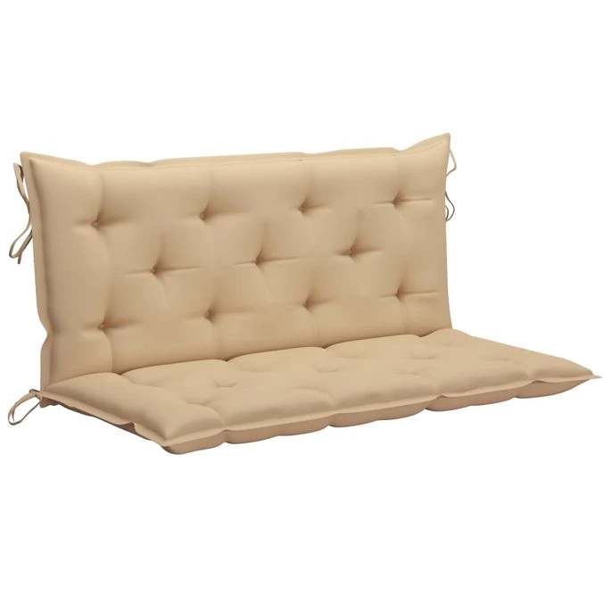 Balancelle Avec Coussin Beige 120 Cm Bois De Teck Solide 4 Balancelle Avec Coussin Beige 120 Cm Bois De Teck Solide – Image 2