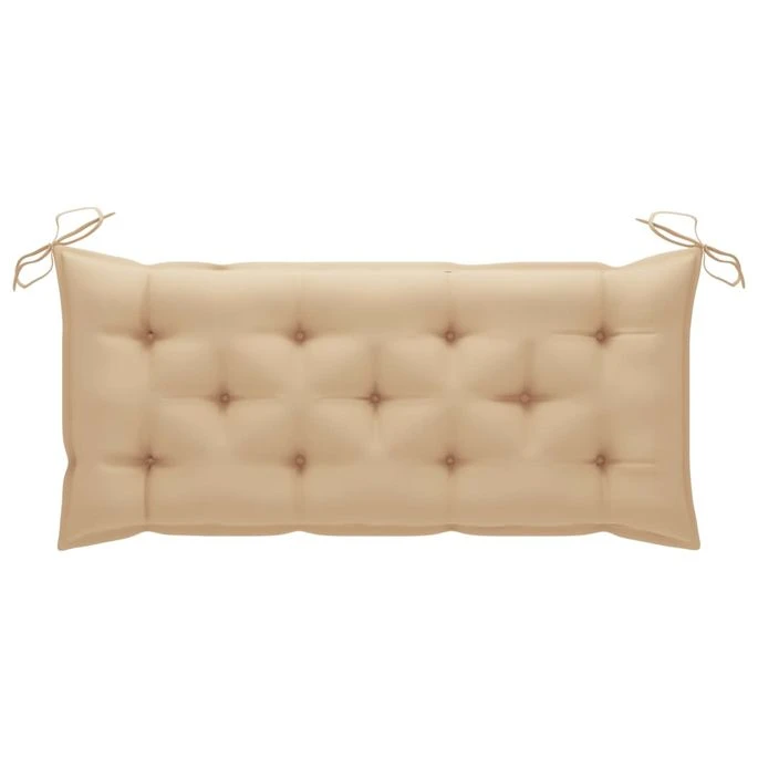 Balancelle Avec Coussin Beige 120 Cm Bois De Teck Solide 7 Balancelle Avec Coussin Beige 120 Cm Bois De Teck Solide – Image 5