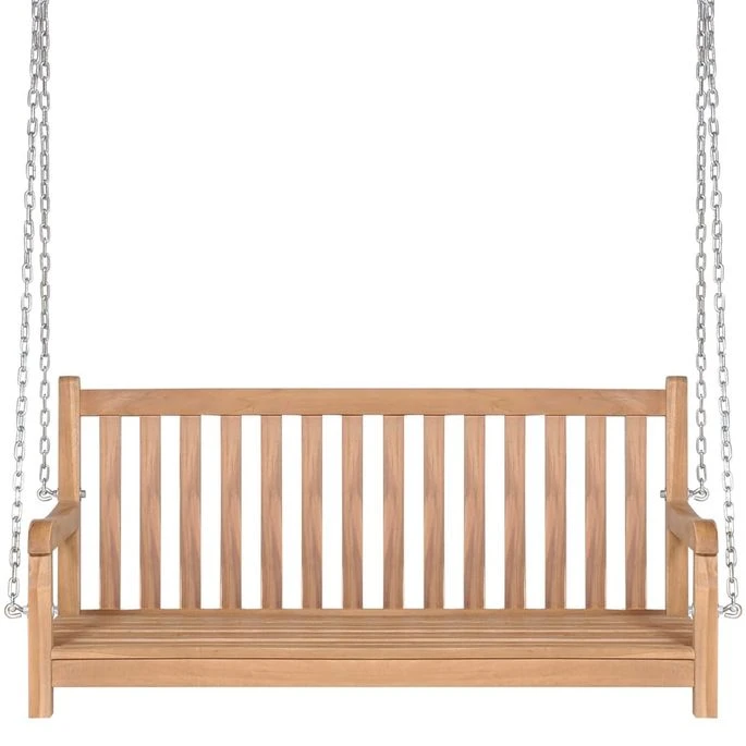 Balancelle Avec Coussin Beige 120 Cm Bois De Teck Solide 10 Balancelle Avec Coussin Beige 120 Cm Bois De Teck Solide – Image 8