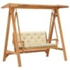 Balancelle Avec Coussin Blanc Crème 170 Cm Bois De Teck Solide -Mobilier De Jardin balancelle avec coussin blanc creme 170 cm bois de teck solide 8720286268032 1192284