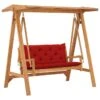 Balancelle Avec Coussin Rouge 170 Cm Bois De Teck Solide -Mobilier De Jardin balancelle avec coussin rouge 170 cm bois de teck solide 8720286268070 1196199