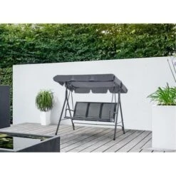 Balancelle Avec Structure En Acier - 3 Places - Victoria - Gris Anthracite -Mobilier De Jardin balancelle avec structure en acier 3 places victoria gris anthracite 3619999360353 1313120