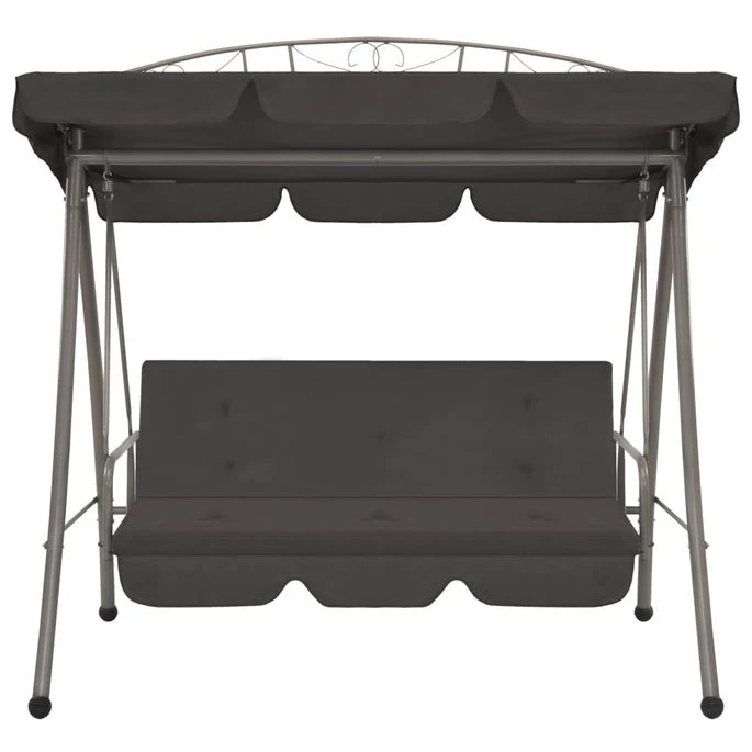 Balancelle Convertible à Auvent Anthracite 198x120x205 Cm Acier 4 Balancelle Convertible à Auvent Anthracite 198x120x205 Cm Acier – Image 2