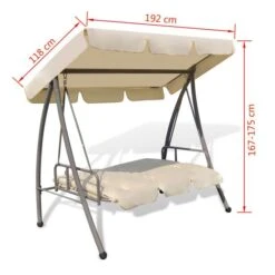 Balancelle D'extérieur Avec Auvent Blanc Sable 3 15 Balancelle D'extérieur Avec Auvent Blanc Sable 3 -Mobilier De Jardin balancelle d exterieur avec auvent blanc sable 3666722184588 1212002