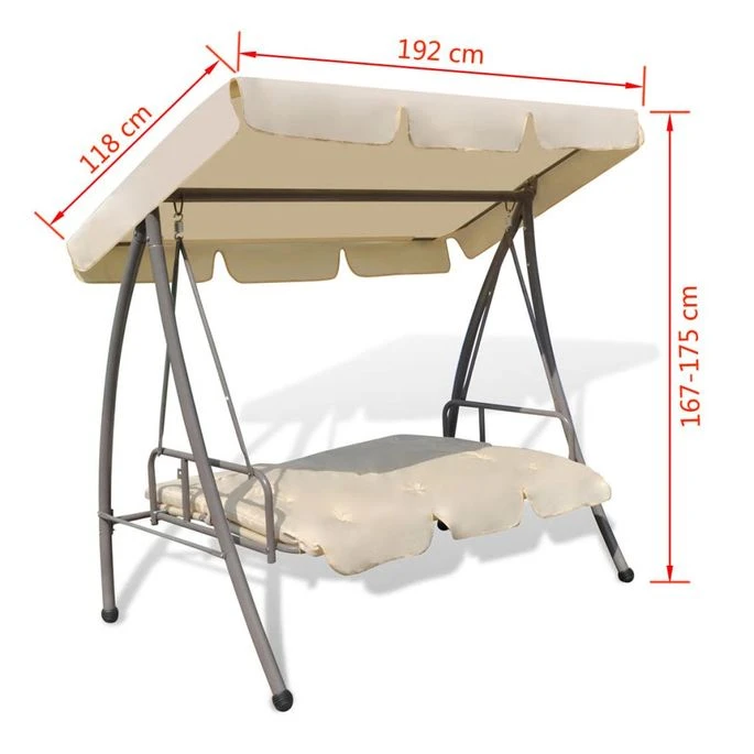 Balancelle D'extérieur Avec Auvent Blanc Sable 3 9 Balancelle D'extérieur Avec Auvent Blanc Sable 3 – Image 7