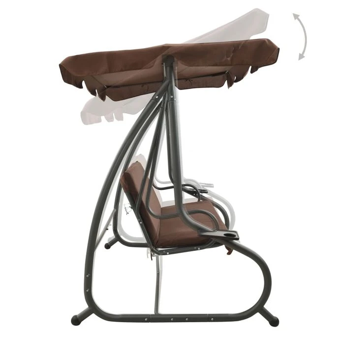 Balancelle D'extérieur Avec Auvent Couleur Café 7 Balancelle D'extérieur Avec Auvent Couleur Café – Image 5