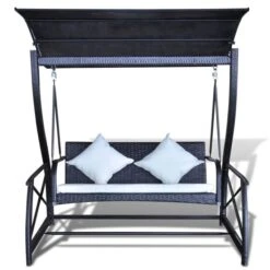 Balancelle De Jardin Résine Tressée Noir 167x130x178 Cm -Mobilier De Jardin balancelle de jardin resine tressee noir 167x130x178 cm 8718475506355 1231562