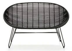 Banc 3 Places Ethnique Osier Tissé Et Pieds Métal Noir 140 Cm -Mobilier De Jardin banc 3 places ethnique osier tisse et metal noirs mim s 8435471828617 241065