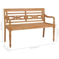 Banc Batavia Avec Coussin Gris 150 Cm Bois De Teck Massif -Mobilier De Jardin banc batavia avec coussin gris 150 cm bois de teck massif 8720286261217 823329