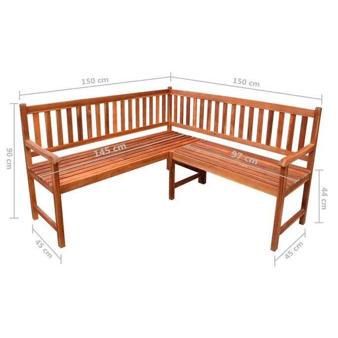 Banc D'angle De Jardin Avec Coussins 150cm Bois D'acacia Massif 12 Banc D'angle De Jardin Avec Coussins 150cm Bois D'acacia Massif – Image 10