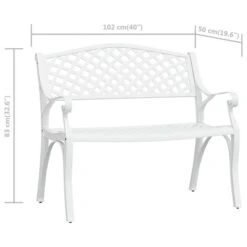 Banc De Jardin 102 Cm Aluminium Coulé Blanc -Mobilier De Jardin banc de jardin 102 cm aluminium coule blanc 3666722171892 1227626