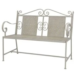Banc De Jardin 115 Cm Acier Gris