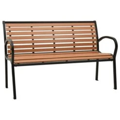 Banc De Jardin 125 Cm Acier Et WPC Noir Et Marron