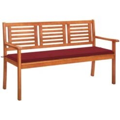 Banc De Jardin 3 Places Avec Coussin 150 Cm Bois D'eucalyptus 18