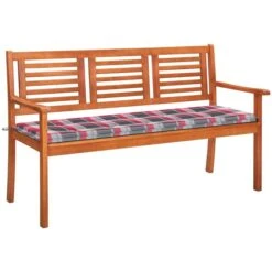 Banc De Jardin 3 Places Avec Coussin 150 Cm Bois D'eucalyptus 6