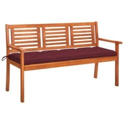 Banc De Jardin 3 Places Avec Coussin 150 Cm Bois D'eucalyptus 24