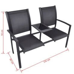 Banc De Jardin à 2 Places 131 Cm Acier Et Textilène Noir -Mobilier De Jardin banc de jardin a 2 places 131 cm acier et textilene noir 3666722413145 847790