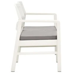 Banc De Jardin à 2 Places Et Coussins 120 Cm Plastique Blanc -Mobilier De Jardin banc de jardin a 2 places et coussins 120 cm plastique blanc 3666722529228 552868