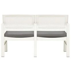Banc De Jardin à 2 Places Et Coussins 120 Cm Plastique Blanc -Mobilier De Jardin banc de jardin a 2 places et coussins 120 cm plastique blanc 3666722529228 552870