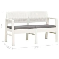 Banc De Jardin à 2 Places Et Coussins 120 Cm Plastique Blanc -Mobilier De Jardin banc de jardin a 2 places et coussins 120 cm plastique blanc 3666722529228 552872