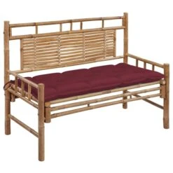 Banc De Jardin Avec Coussin 120 Cm Bambou 26