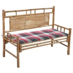 Banc De Jardin Avec Coussin 120 Cm Bambou 18