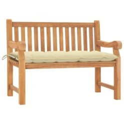 Banc De Jardin Avec Coussin 120 Cm Bois De Teck Massif 11