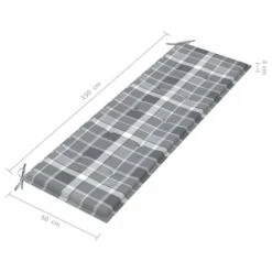 Banc De Jardin Avec Coussin à Carreaux Gris 150 Cm Teck Massif 2 -Mobilier De Jardin banc de jardin avec coussin a carreaux gris 150 cm teck massif 8720286267769 830596
