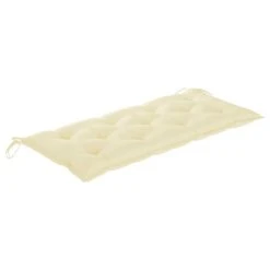 Banc De Jardin Avec Coussin Blanc Crème 120 Cm Bois De Teck -Mobilier De Jardin banc de jardin avec coussin blanc creme 120 cm bois de teck 8720286267523 830367