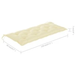 Banc De Jardin Avec Coussin Blanc Crème 120 Cm Bois De Teck -Mobilier De Jardin banc de jardin avec coussin blanc creme 120 cm bois de teck 8720286267523 830371