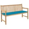 Banc De Jardin Avec Coussin Bleu 150 Cm Bois De Teck Massif 4 -Mobilier De Jardin banc de jardin avec coussin bleu 150 cm bois de teck massif 3666722424813 829170