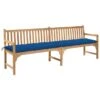 Banc De Jardin Avec Coussin Bleu 240 Cm Bois De Teck Massif 2 -Mobilier De Jardin banc de jardin avec coussin bleu 240 cm bois de teck massif 3666722869959 830967