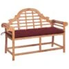 Banc De Jardin Avec Coussin Bordeaux 120 Cm Bois De Teck Massif 5 -Mobilier De Jardin banc de jardin avec coussin bordeaux 120 cm bois de teck massif 8720286261835 824630