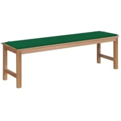 Banc De Jardin Avec Coussin Vert 150 Cm Bois De Teck Massif