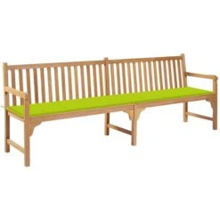 Banc De Jardin Avec Coussin Vert Vif 240 Cm Bois De Teck Massif
