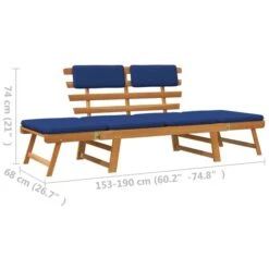 Banc De Jardin Avec Coussins 2-en-1 190 Cm Bois Solide D'acacia 2 -Mobilier De Jardin banc de jardin avec coussins 2 en 1 190 cm bois solide d acacia 3666722138109 1318178