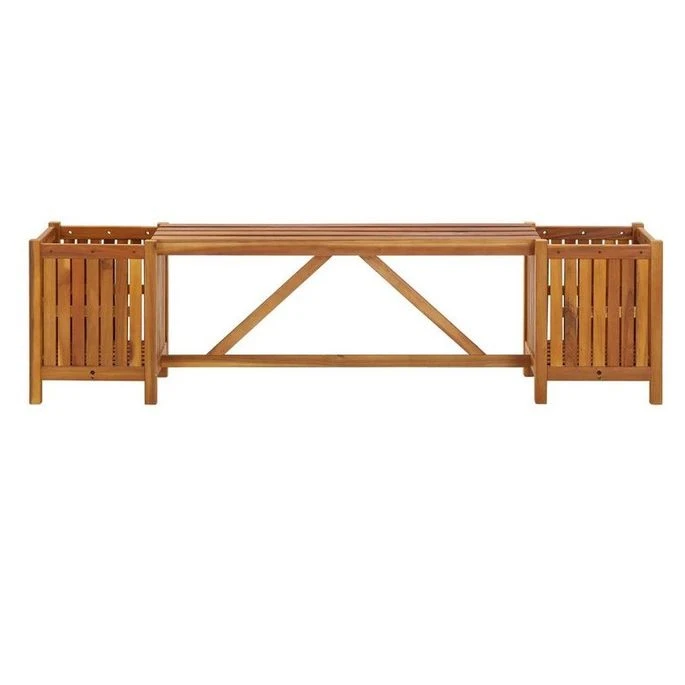 Banc De Jardin Avec Jardinières Acacia Massif Foncé Sikash 4 Banc De Jardin Avec Jardinières Acacia Massif Foncé Sikash – Image 2